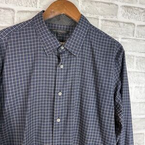 John Varvatos USA Cobalt Blue Plaid Casual Long Sleeve Button Up Shirt Mens XL